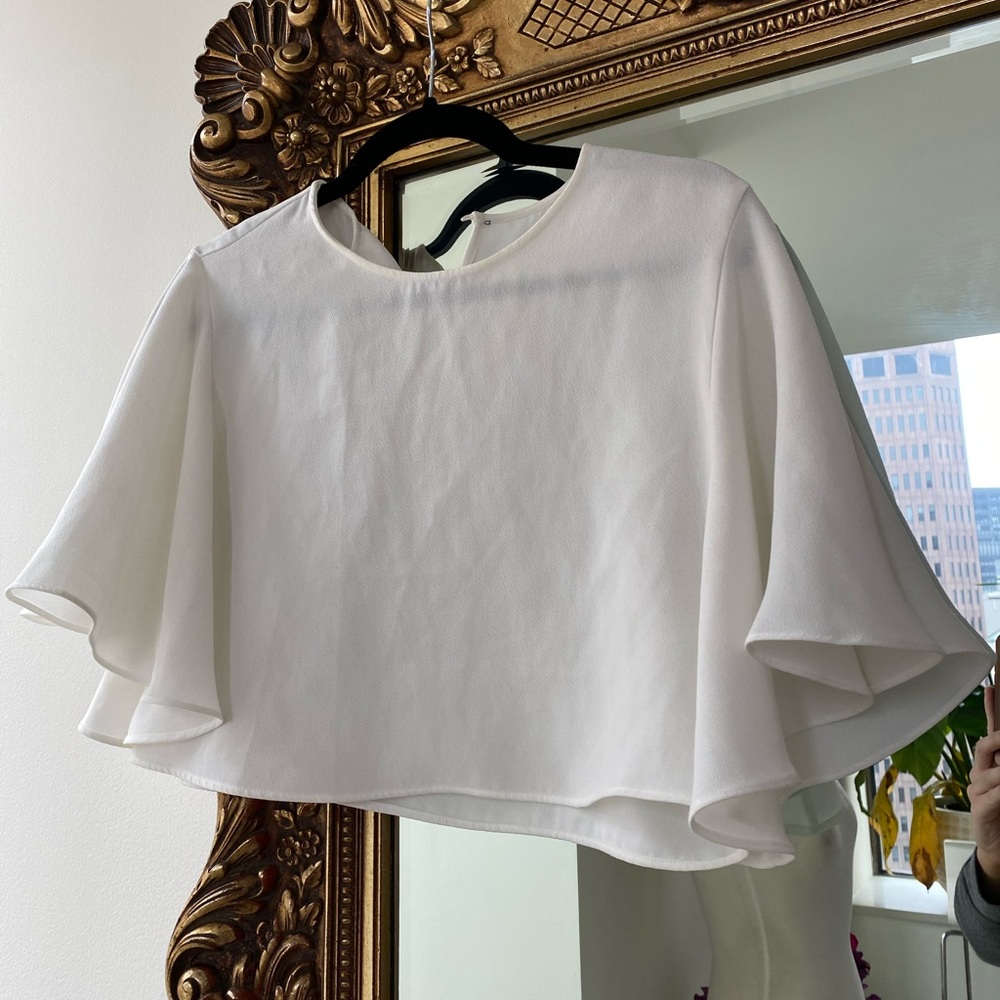 White flowy crop top